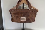 Vintage Crocodile-Print Leather PINKO Love Bag