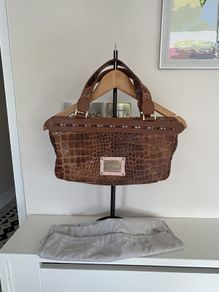 Vintage Crocodile-Print Leather PINKO Love Bag