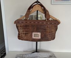 Vintage Crocodile-Print Leather PINKO Love Bag