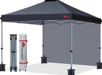 Durable Ez Pop-up Gazebo Tent with 1 Sidewall (2.5x2.5M,Black)