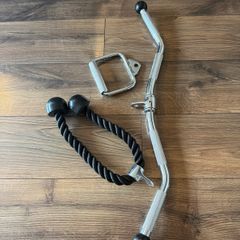 Gym Equipment Set: Triceps Rope, EZ Bar & Handle
