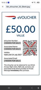 British airways evoucher 50 pounds