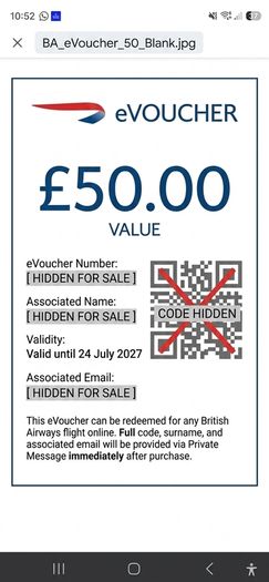 British airways evoucher 50 pounds