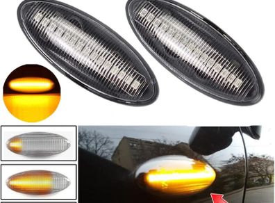 2Pcs Car LED Dynamic Turn Signal Light, Crystal White Lens Yellow LED Dynamic Side Marker Lights Compatible for Toyota Yaris Corolla Auris RAV4