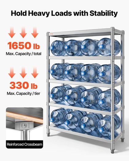 Stainless Steel Kitchen Shelves 5-Tier Units And Storage Adjustable Shelf