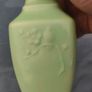 Vintage Celadon Green Glass Embossed Bottle Image 6