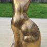 Vintage brass figurine of a sitting cat Image 3