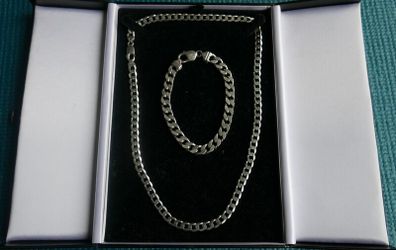 Vintage Sterling Silver 925 thick Chain and thick Bracelet heavy 59.1g