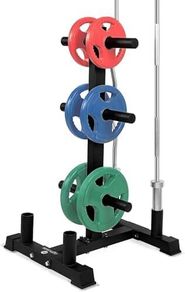 6-Pegs Olympic Weight Plate Rack & 4 Barbells  363 kg Capacity, Heavy-Duty Gym Organiser, Scratch-Resistant Frame, Powder-Coat Finish, Easy to Assemble, Compact & Space-Saving