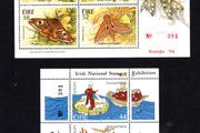 1994 Ireland Stampa Members &amp; Public Souvenir (Matching pair No. 301) Moths  Fauna &amp; Flora Commemorative Stamps Miniature Sheet (red overprint) &amp; Europa Commemorative Stamps Miniature Sheet (black overprint)  Overprinted for Stampa Mint Never 