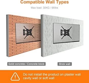 TV Wall Bracket, TV Mount for 26-55 inch Screens, Swivel TV Wall Bracket for Flat & Curved TV up to 30KG, Tilt (FREE POSTAGE)