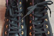 Converse Quilted Leather High Tops Black / Bordeaux (UK 6) Rare 2013