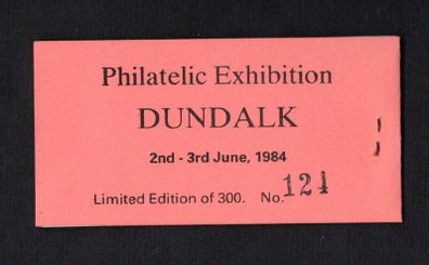 1984 Ireland Dundalk Philatelic Exhibition 2nd-3rd June 1984 with 29p 29p Kestrel Railways Commemorative Stamps Mint Never Hinged (MNH) no 121