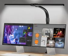 LED Desk Lamp for Study,24W Double Head Desk Lamps Office,Eye Protection Desk Light with Clamp,25 Lighting Modes,Monitor Light Bar for Study/Working/Computer/Reading/Workbench/Painting