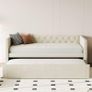 Bed 90 x 200 cm with Pull-Out Guest Bed, Sofa Bed, Extendable Sofa Bed, Velvet Fabric, Space-Saving Day Bed for Guest Room/Living Room (Mattress Not Included Image 3