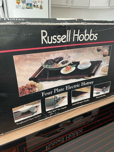 Vintage Russell Hobbs Hot Tray Plate Warmer Glass Mahogany