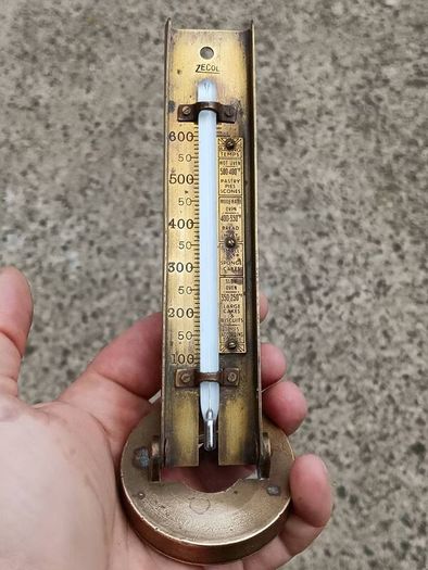 Zecol Art Deco Hanging Brass Oven Thermometer