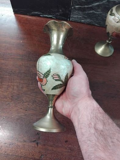 Vintage Brass and Enamel pair