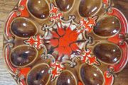 1970's Red and Brown drip glazed Egg Platter