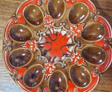 1970's Red and Brown drip glazed Egg Platter