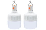Ledeak 2 Pcs Camping Light, Led Usb Rechargeable Lantern Battery Powered Outdoor Tent Lamp With Hanging Hook, Dimmable 3 Modes Portable Light Bulb For Emergency Patio Garden Gazebo