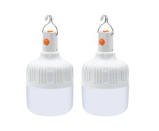 Ledeak 2 Pcs Camping Light, Led Usb Rechargeable Lantern Battery Powered Outdoor Tent Lamp With Hanging Hook, Dimmable 3 Modes Portable Light Bulb For Emergency Patio Garden Gazebo