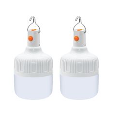 Ledeak 2 Pcs Camping Light, Led Usb Rechargeable Lantern Battery Powered Outdoor Tent Lamp With Hanging Hook, Dimmable 3 Modes Portable Light Bulb For Emergency Patio Garden Gazebo