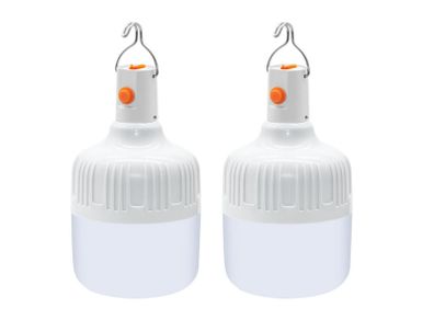 Ledeak 2 Pcs Camping Light, Led Usb Rechargeable Lantern Battery Powered Outdoor Tent Lamp With Hanging Hook, Dimmable 3 Modes Portable Light Bulb For Emergency Patio Garden Gazebo
