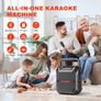Karaoke Machine with 2 Wireless Microphones, Portable Bluetooth Speaker for Adults & Kids, Bass & Treble Adjustment, PA System Supports TF Card/USB/FM/AUX for Home Party, Indoor and Outdoor Image 8