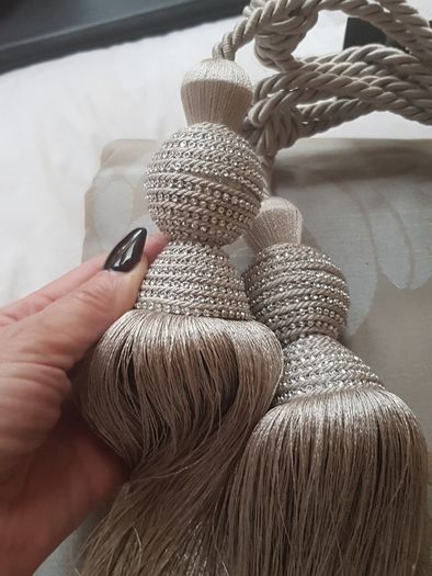 Stunning Latte Curtain Tie Backs with Crystal Embellishments x4