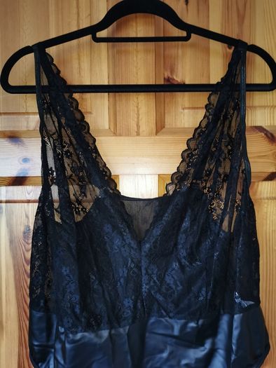 BNWT Fab Black Bodysuit with Leather Look Bottom size 16