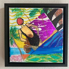 Original Art Swim Painting Woman Swimmer Sea Swim gift
