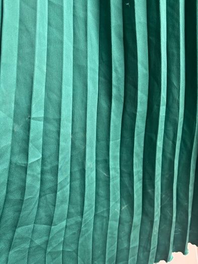 Zara Satin Emerald Green Pleated Midi Skirt