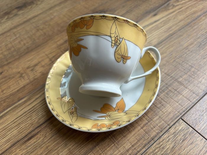 vintage Yamasen Fine Porcelain cup and saucer set from Japan, likely part of the 24K Gold Collection