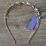 Claires Gold Headband with White Flowers and Pearls Image 2