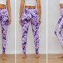 Purple Tie Dye High Waisted Leggings with Side Stripes S/M Image 2