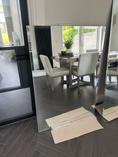 Large Frameless Bevelled Wall Mirror