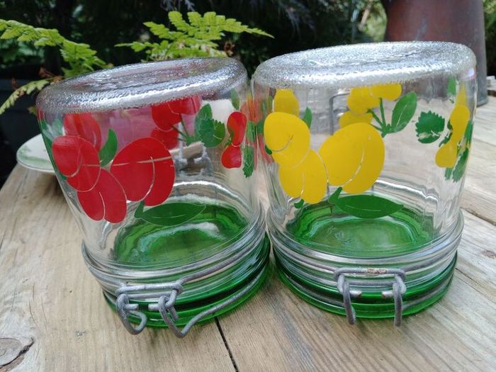 Italian Glass, storage jars, vintage glass jar