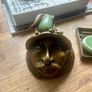 Rare 1970s Studio Craft Matched Lot - Vintage Coconut Head Plaque and Inlay Wall Hook Set Image 2
