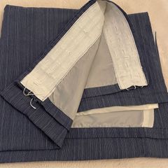 long Navy lined Curtains