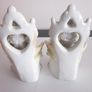 Vintage Pair  Bisque Porcelain Boy/Girl in Chair With Cat, German Image 4