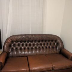 Chesterfield brown leather sofa