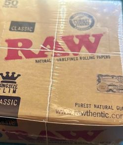 Raw 50 pack Classic King Size Rolling Papers Box w grinder or other extras