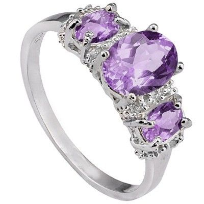 Elegant Amethyst & Diamond Engagement Anniversary Graduation ring.