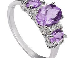 Elegant Amethyst & Diamond Engagement Anniversary Graduation ring.