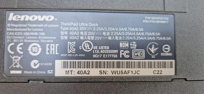 Lenovo Thinkpad Ultra Dock, Docking station x 36