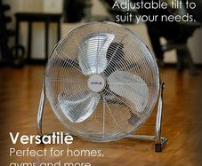 Oypla Electrical 20" Inch 50cm Chrome 3 Speed Floor Standing Gym Fan