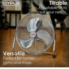 Oypla Electrical 20" Inch 50cm Chrome 3 Speed Floor Standing Gym Fan