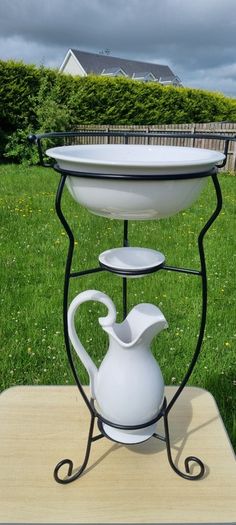 Vintage washbasin on a metal stand