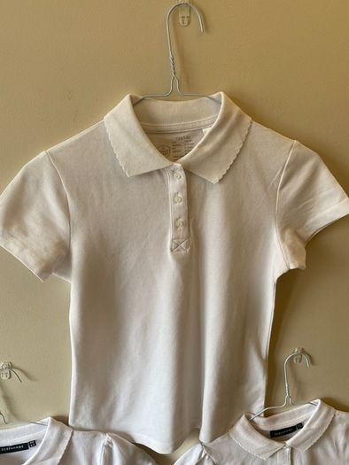 3 White girls polo shirts (new/as new) age 8-9